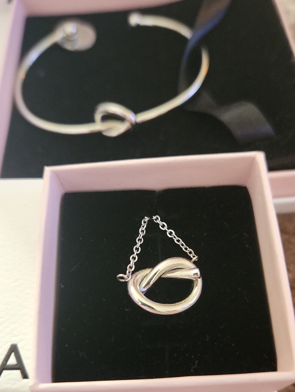 Pandora Silver Knot Necklace/Bracelet with Charm